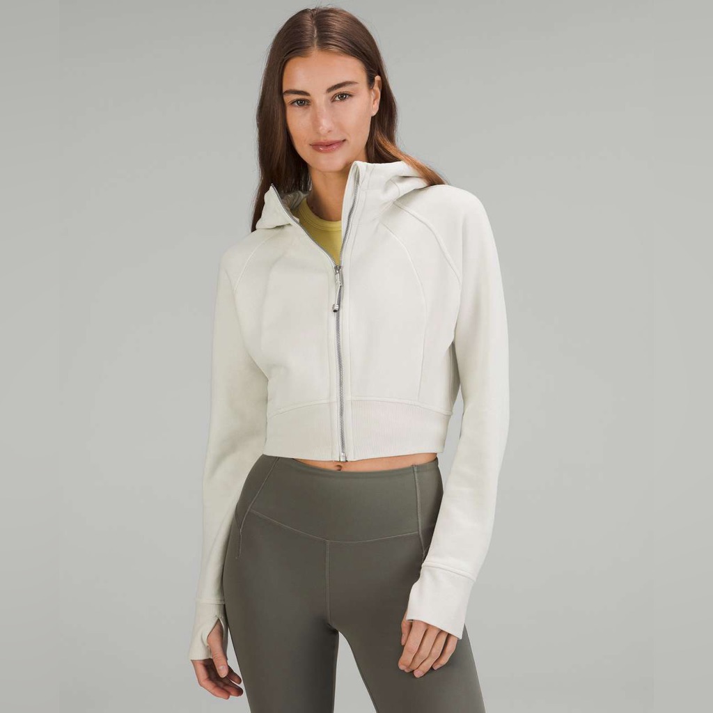 Lululemon Scuba Full-Zip Cropped Hoodie Bone Xs